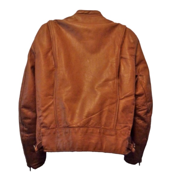 Brooks Leather Brown Motorcycle Jacket Size M - Picture 3 of 4